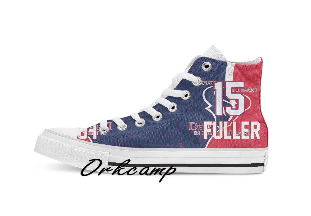 Houston Football Player Fuller High Top Canvas Shoes Custom Walking shoes