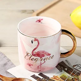 Фламинго узор натуральный мрамор фарфоровая кофейная кружка Mr and Mrs чай молоко чашки творческий подарок на свадьбу юбилей - Цвет: B01 Flamingo B