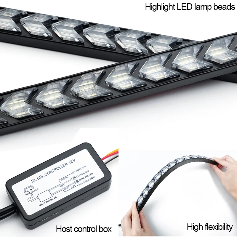 СВЕТОДИОДНЫЙ Автомобильный DRL 12 в дневные ходовые огни, автомобильные поворотные сигнальные лампы, Универсальный Водонепроницаемый Дневной светильник, поворотный светильник, яркий светильник в сборе