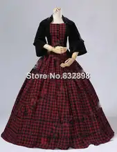 Civil War Victorian Velvet Tartan Ball Gown Dress/Party Dresses