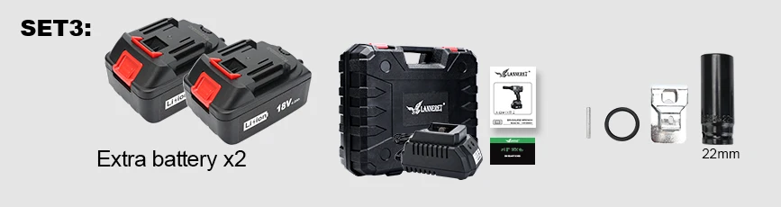 LANNERET 18V Brushless Cordless Impact Electric Wrench  300-600N.m Torque Household CarSUV Wheel 12 Socket Wrench Power Tool (13)
