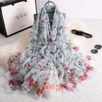

hot 2020 new women scarf fashion floral print long size pashmina silk scarves lady shawls and wraps bandana foulard echarpe