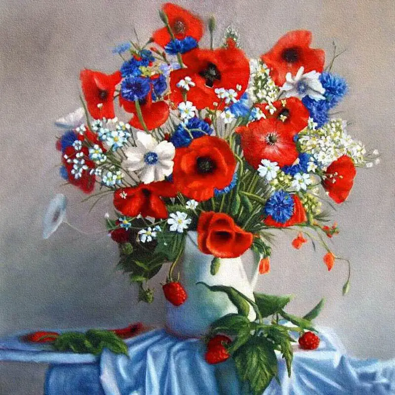 

Diamond Embroidery Poppy Flower Partial Round Kit Diamond Painting Scenic Pictures Of Rhinestones Diamond Mosaic Home Decor