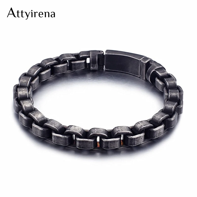 

2018 Solid Black Stainless Steel Men Bracelet Vintage Jewelry Chain Link Friendship Bangles pulseira masculina