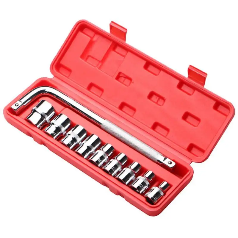 Portable 10pcs Socket Wrench Set Sleeve Strong Torque Spanner