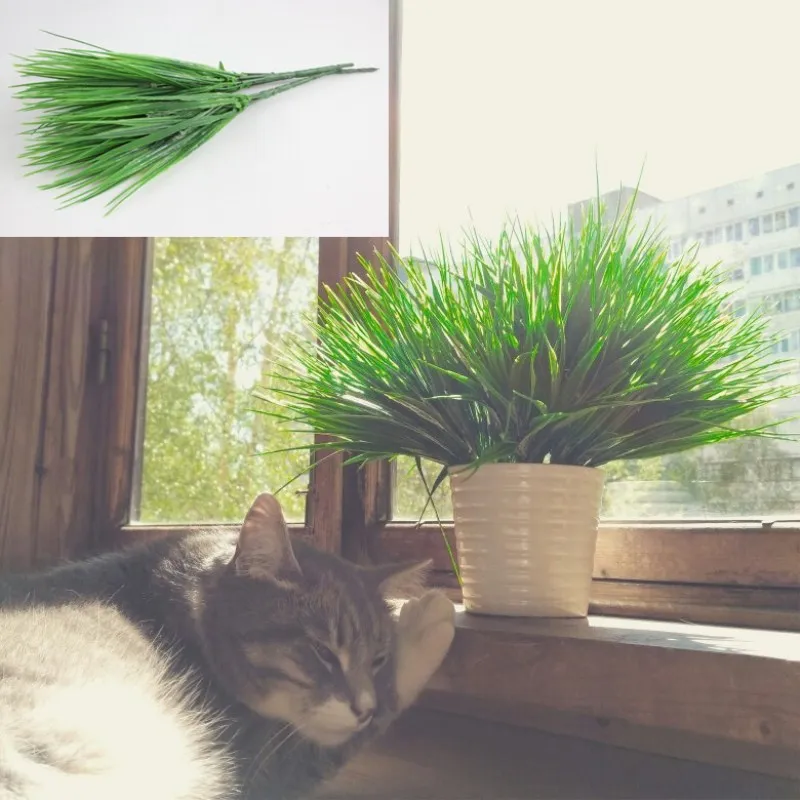 

1Pcs/lot Brick Artificial Green Plants 7 Fork Simulation Plastic Fresh Grass for Aquarium Fish Tank Decoration Aquatic Supplies