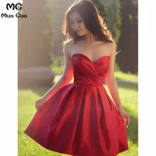 A-Line Короткое Платье Для Школьного бала со складками очаровательный со шнуровкой сзади атласная коктейльные вечерние платье Короткое платье на выпускной