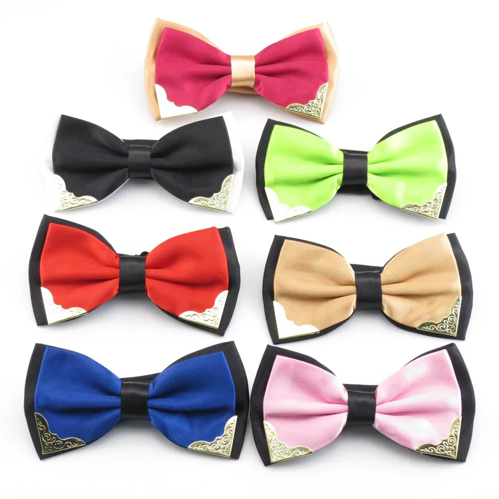 Mantieqingway галстук-бабочка для мужчин и женщин галстук-бабочка сплошной цвет металлический банкет классический черный галстук-бабочка