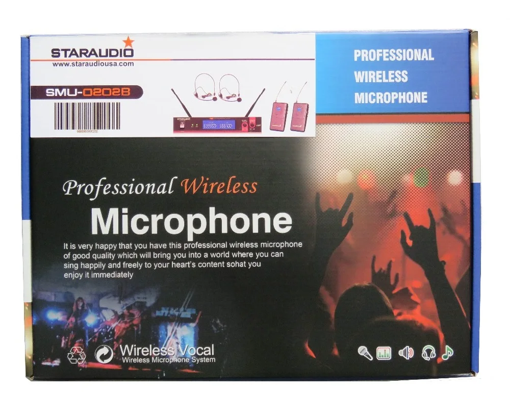 staraudio pro 2channel dual microphone system dj ktv church mic