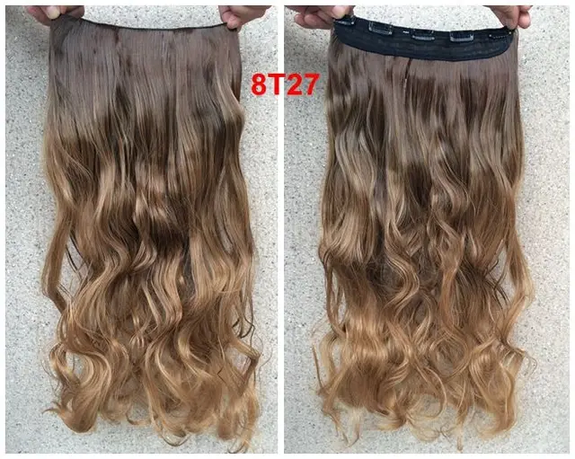 1PC 50cm 20inch 130g Gradient 2 Tones 5Clips Wavy Hair Extension Hair