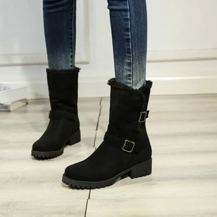 

Big Size9 10 11-13 boots women shoes ankle boots for women ladies boots The collar of the belt buckle is ruffled