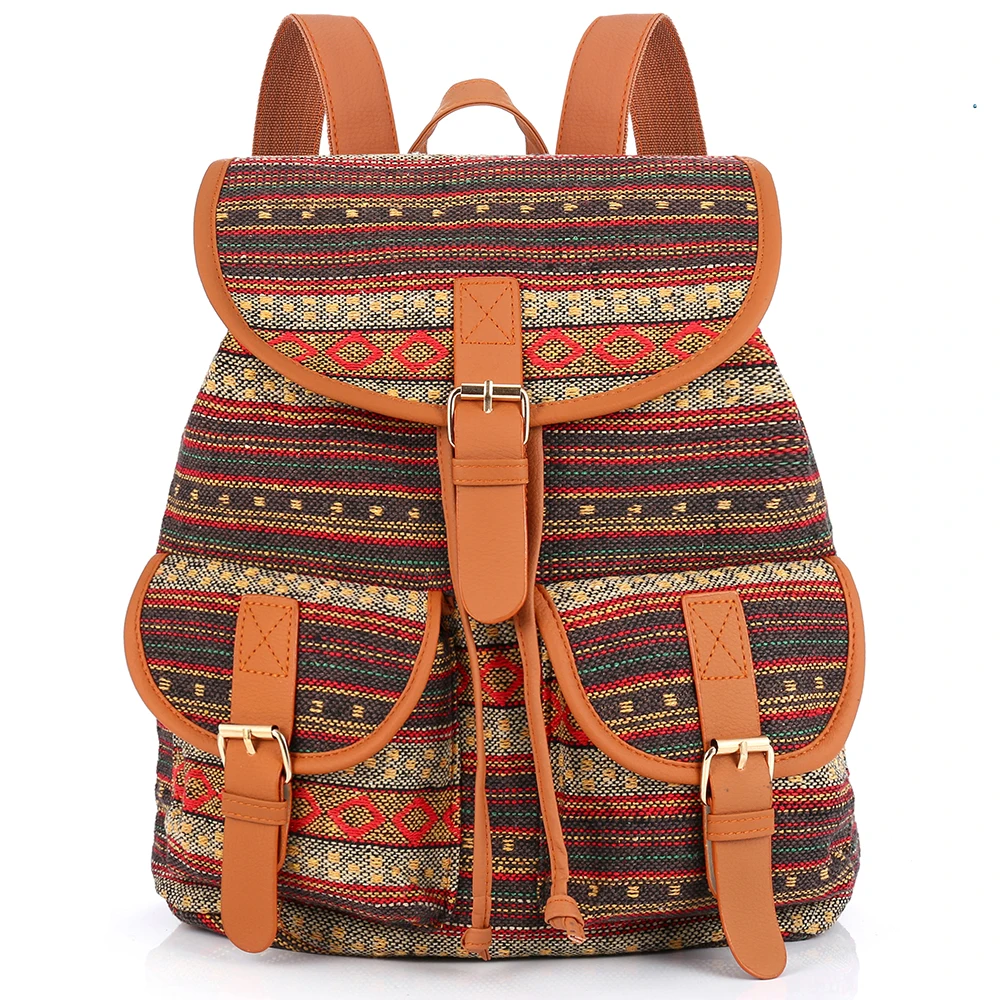Sansarya 2017 Vintage Bohemian Thai Woven Boho Backpack School Bag Aztec Bagpack Rucksack Casual Daypack Tribal