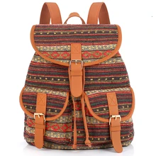 Sansarya 2017 Vintage чешские тайский тканые Бохо школьная сумка-рюкзак ацтеков Bagpack рюкзак Повседневный Рюкзак Племенной шнурок
