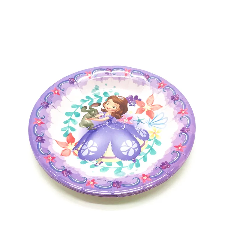 24 шт мультфильм день рождения одноразовая посуда набор день рождения для детей Принцесса София Дисней вечерние украшения
