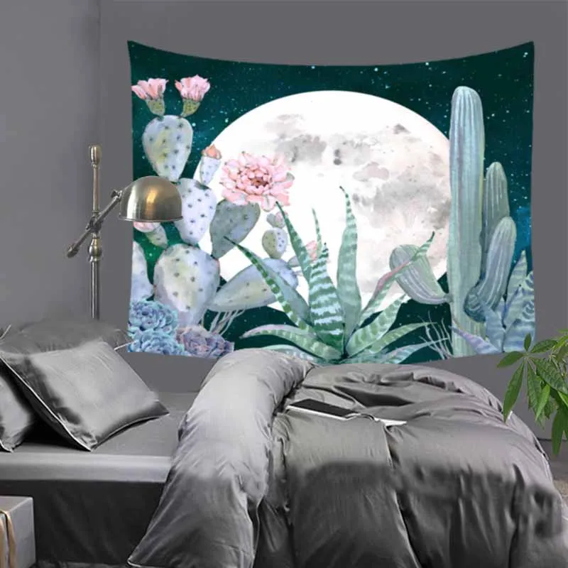 

Cilected Cactus Plant Tapestry Wall Hanging Polyester Thin Section Rainforest Tapestry Tablecloth Beach Towel Picnic Mat