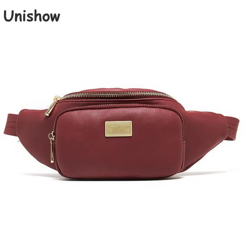 

Unishow Fashion Waist Bag Women Fanny Pack Small Zipper Female Travel Wallet Belt Pouch Leather Waist Bags Ladies Crossbody Bag