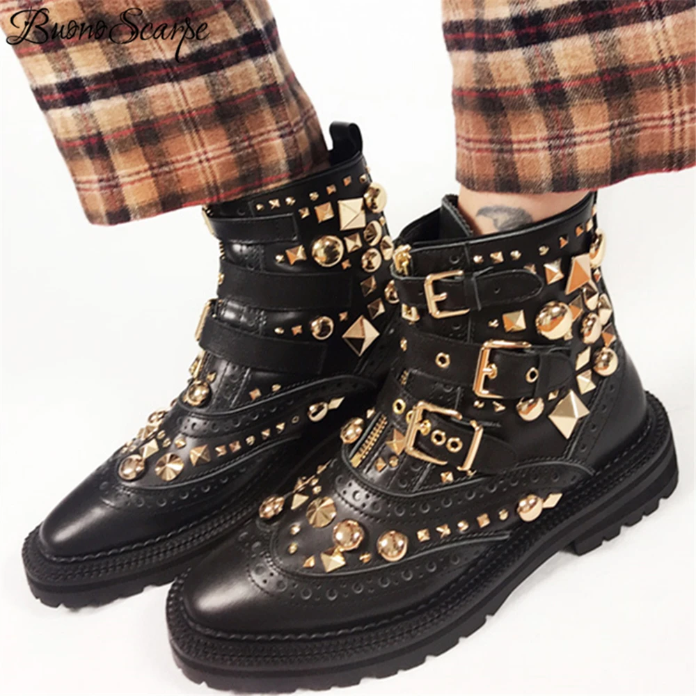 Mens Rivet Decor Buckle Strap Ankle Boots Comfort Casual Walking Punks New Shoes