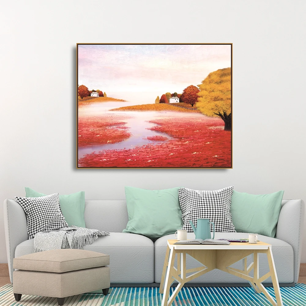 

Gorgeous Scenery Red Lake Canvas Painting Calligraphy Prints Home Decoration Wall Art Posters Pictures For Living Room Bedroom