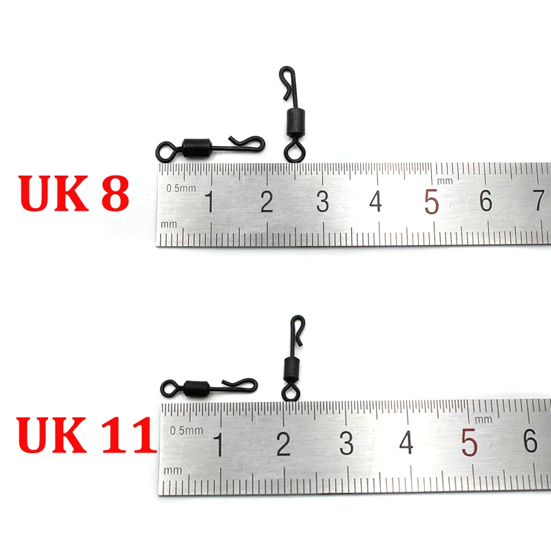 20 шт. Быстросменные Вертлюги Размер 8 11 матовый черный антибликовый для Карповой снасти Аксессуары для ловли карпа терминал снасти аксессуар