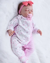 Baby Doll that Looks like a Realistic Baby Wearing Headband 20 inch Soft Silicone Vinyl Sleeping