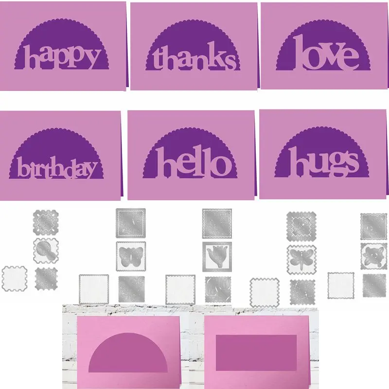

Tulip Patchwork Square Frames Common Words Cutting Dies Stencil DIY Crafts Scrapbooking Card Album Making New Dies For 2019