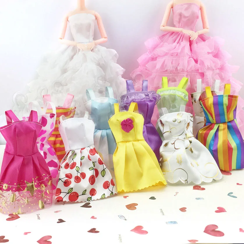 Новое красивое праздничное платье ручной работы, модное платье для благородной куклы-Барби, смешанный стиль, 10 платьев для кукол