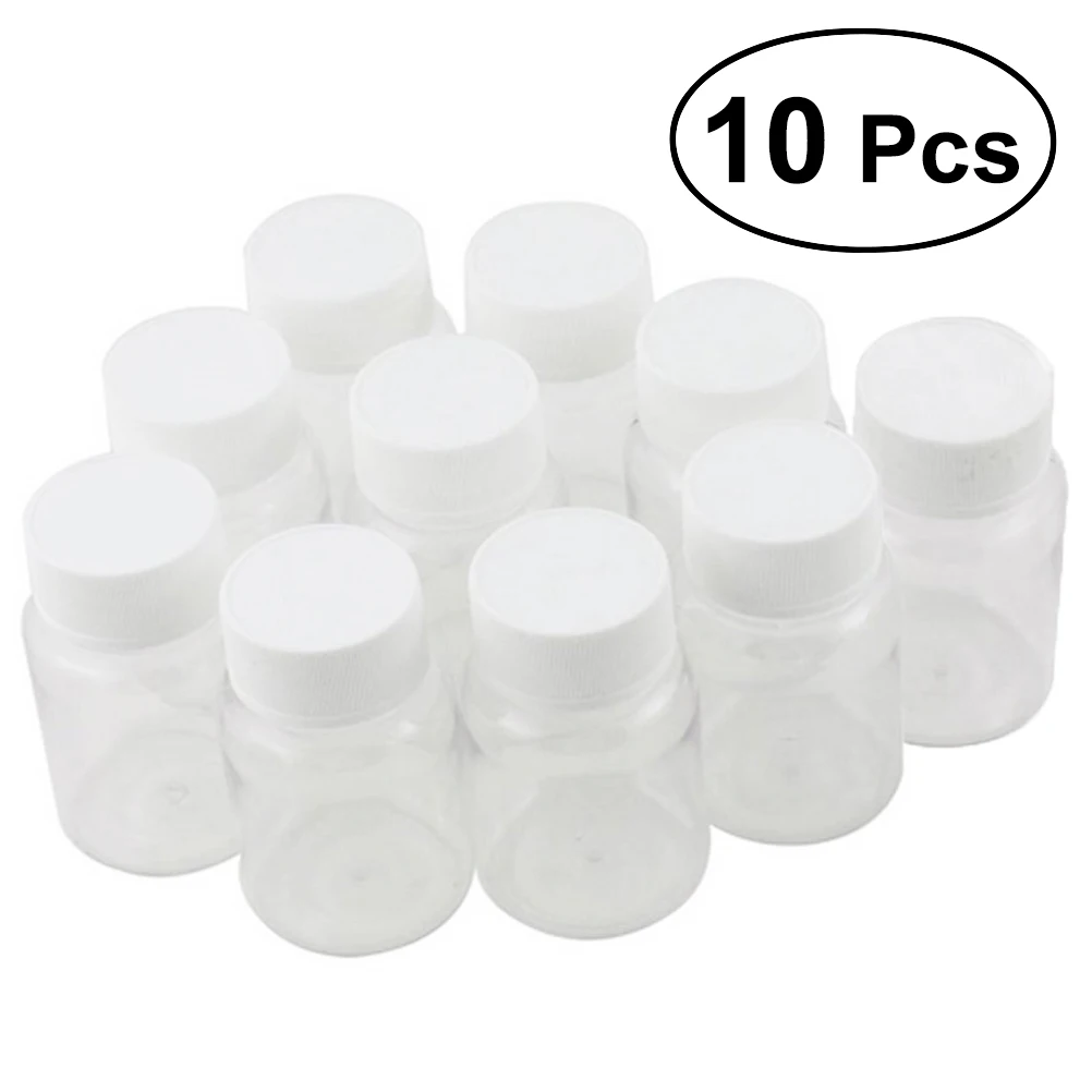 10Pcs 80ml PET Pill Container Bottles Chemical Medicine Refillable