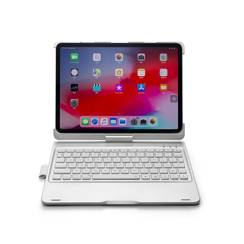 Для iPad Pro 10,5 ''вращающаяся красочная подсветка Беспроводная Bluetooth клавиатура чехол для iPad Pro 10,5'' алюминиевый сплав Fundas - Цвет: Серебристый