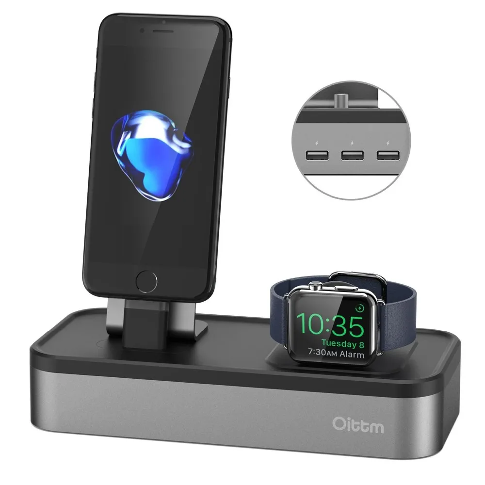 Подставка для зарядки Apple Watch Series 4 XUNME [5 в 1 новая версия] 5 порт USB перезаряжаемая