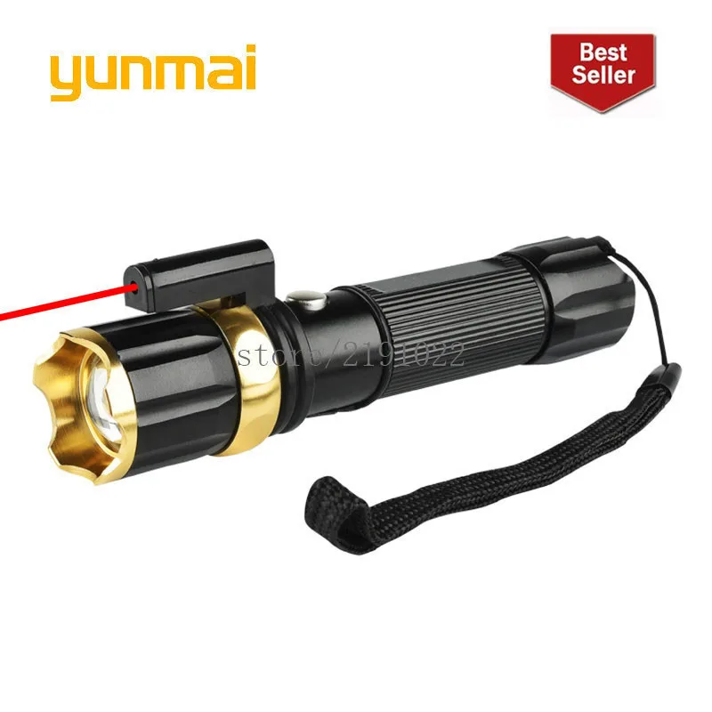 Powerful UV Red Laster+T6 LED 3 Modes Hunting Flashlight 4000 Lumen Zoom Tactical Flash Light Torch for 18650 / AAA Battery