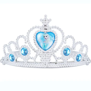 

Tiara Crown - Silver with Blue and Heart Jewel(Children plastic crown toys)