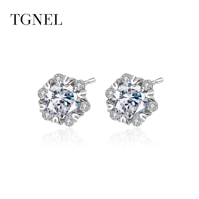 TGNEL S925 серебро серьги Винтаж камень CZ для серебра Цвет Симпатичные Loverly свадьбы Обручение