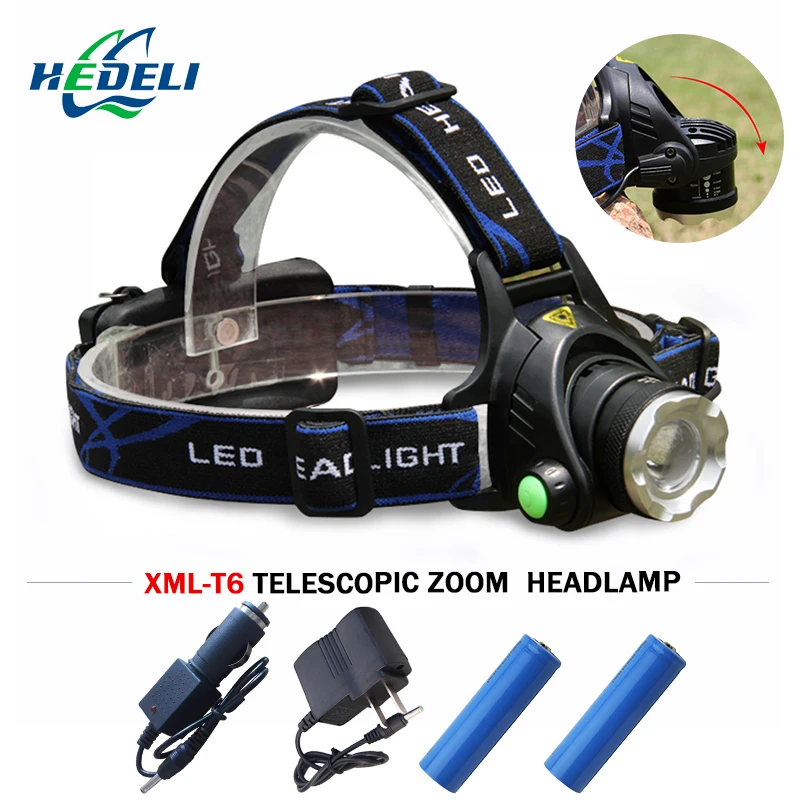 

LED Headlight USB Charging Zoom Cree xml-t6 l2 Waterproof Lantern Headlamp Fishing Lantern on the head 18650 Bicycle hunting