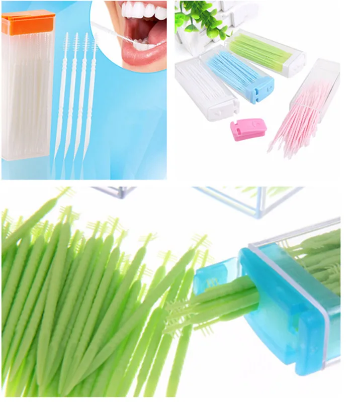 50pcs/box Dental Floss Interdental Toothpick Brush Brush Teeth Stick
