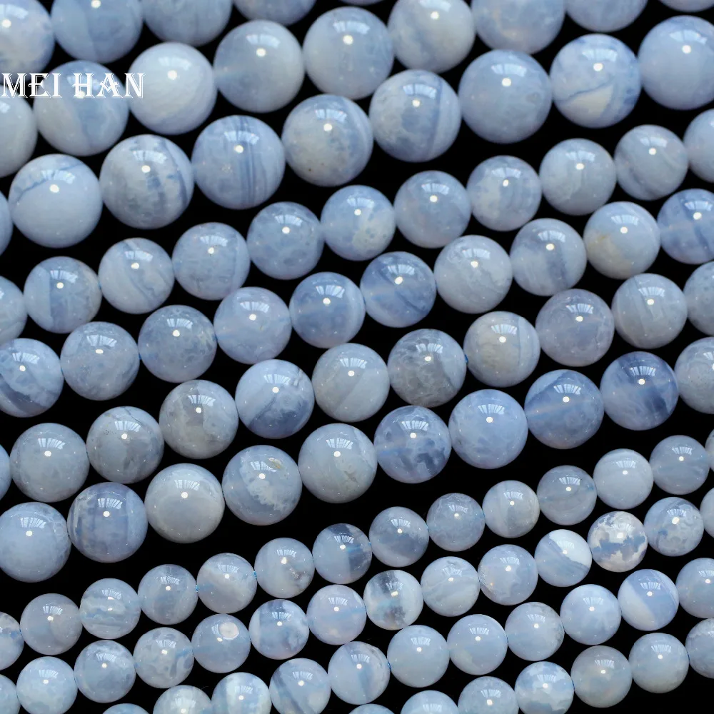 

Meihan Brazil blue lace chalcedony 6mm 8mm 10mm 12mm smooth round loose beads for jewelry making design DIY bracelet