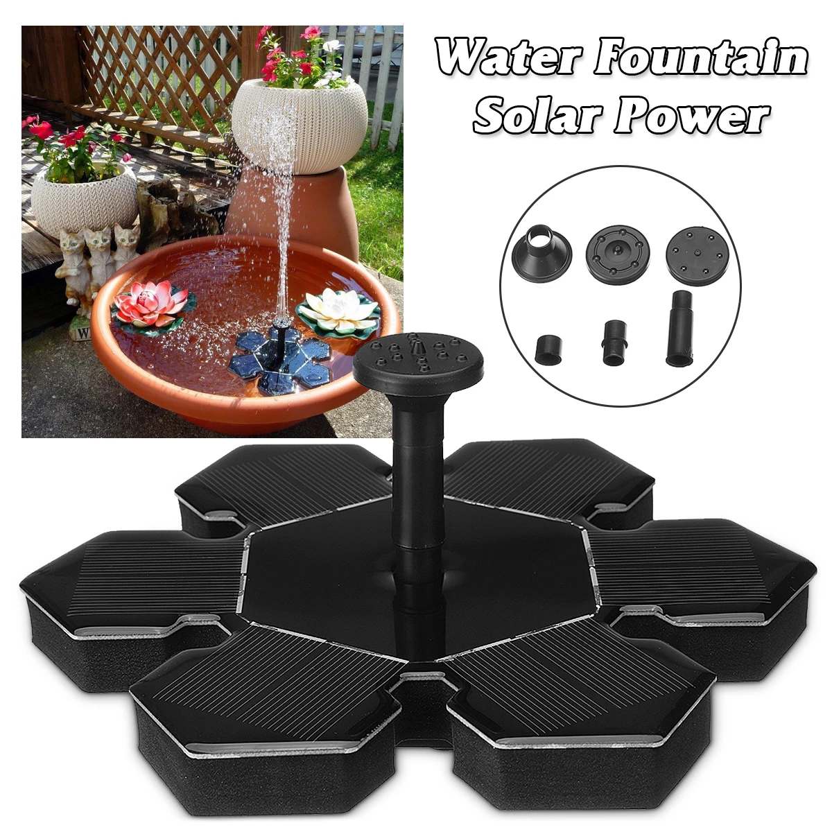 Universal Garden Mini Floating Solar Power Water Pump Fountain 4 modes