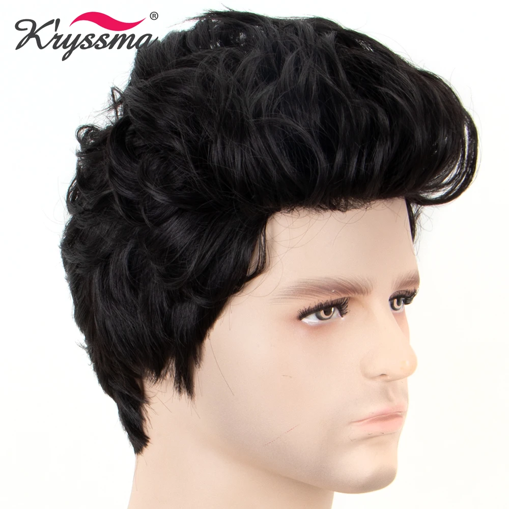 Синтетические мужской парик черный # 1B цвет короткие красивый Искусственные парики для мужчин Ближний Восток джентльмен росы лоб