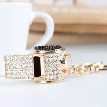 New Fashion Whistle Crystal Rhinestone Charm Pendant Purse Bag Car Key Ring Chain Creative Wedding Party Christmas Gift