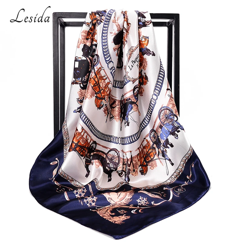 Винтажный шелковый шарф с цветочным принтом, Женский Бренд Foulard Femme Soie De Marque De Роскошная бандана Joker, большой квадратный шарф 90*90