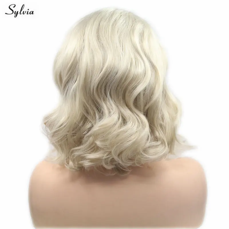 Sylvia блонд парики без клея термостойкие синтетические кружевные передние парики для женщин боковая часть натуральные волосы косплей парик на каждый день - Цвет: Блондинка