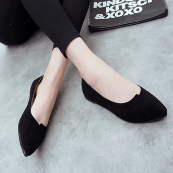 

New Women Shoes Flock Ballet Flats Female Spring Shoes For Work Cloth Flats Sweet Loafers Slip On Women's Pregnant Flat Shoes