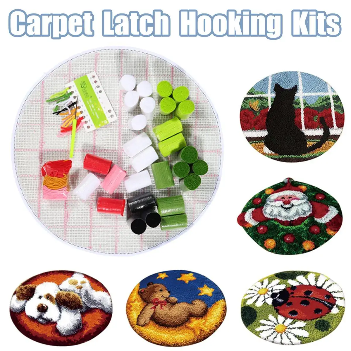 Santa Claus Dog Needlework Latch Hook Rug Kit Unfinished Crocheting Rug Embroidery Carpet Handmade Floor Mat Carpets Living Room