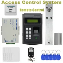 DIYSECUR Remote Control 125KHz RFID LCD Fingerprint Keypad ID Card Reader Access Control System Kit + Electric Bolt Lock 208I-S