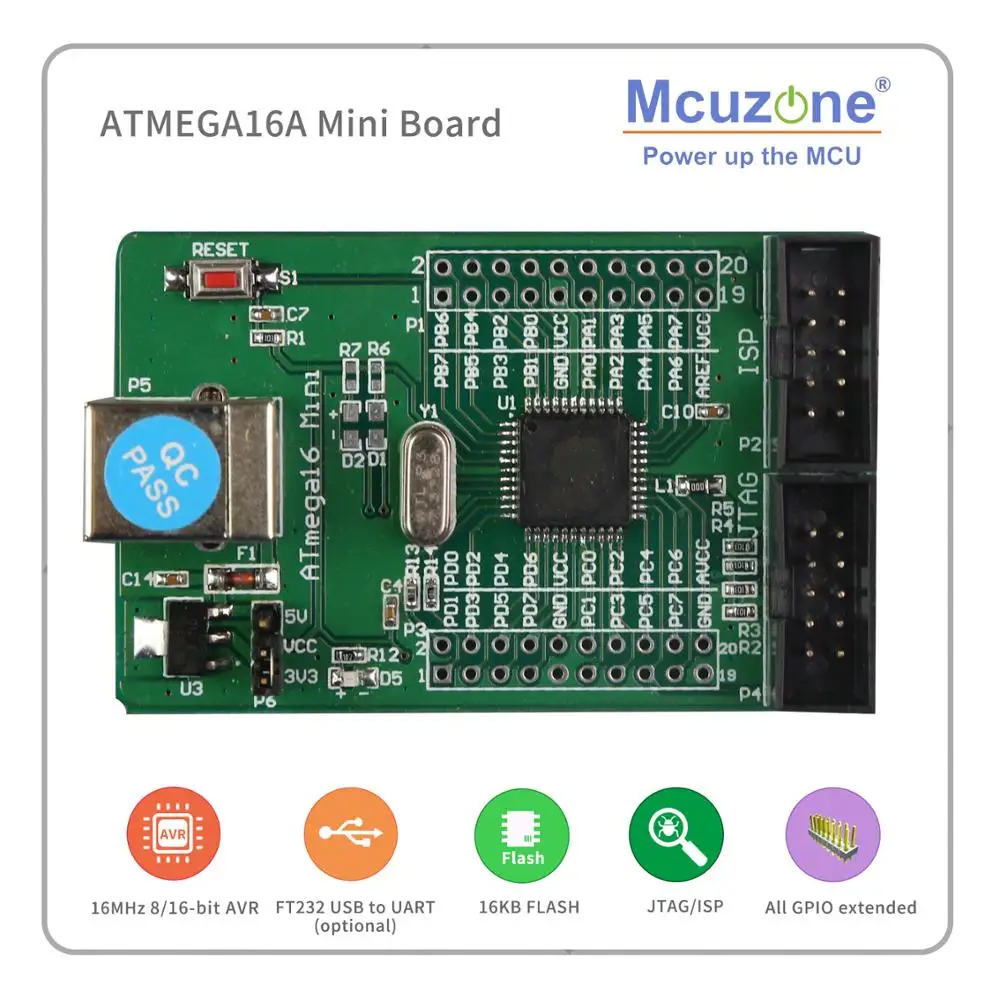 

FREE SHIPPING!ATmega16A MINI CPU BOARD ( ATMEL AVR 16KB FLASH )