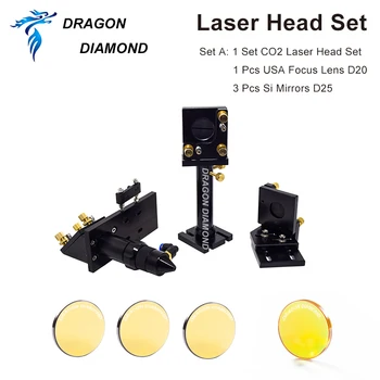 

CO2 Laser Head Set Kit + 1 Pcs Dia.20mm ZnSe Focus Lens + 3 Pcs Dia.25m Mo / Si Mirror 25mm for Laser Engraving Cutting Machine