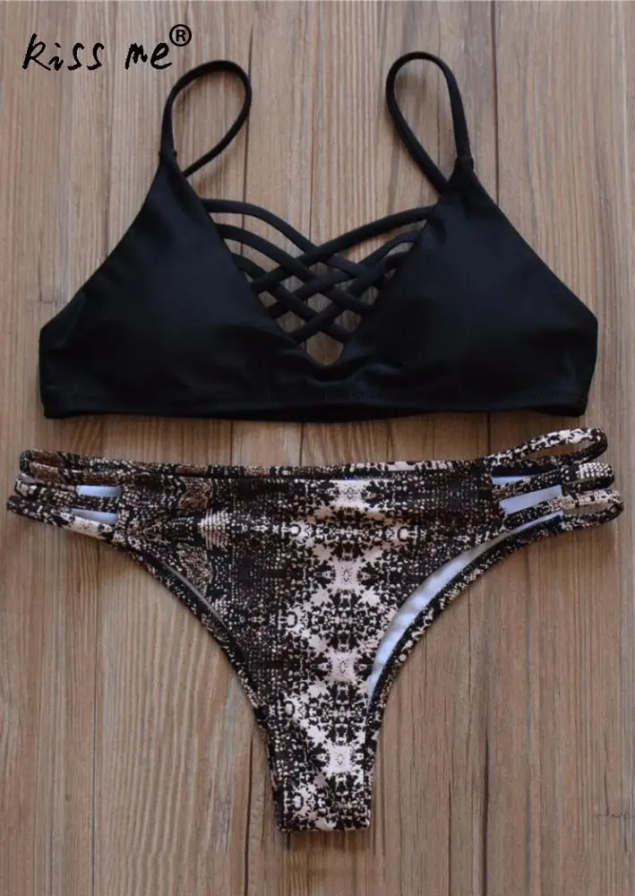 Hot Sales Snakeskin pattern Swimsuit Bikinis Set Bathing Suit Women