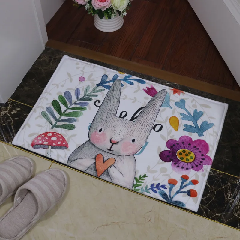 

Bathroom Carpet Doorway Floor Antiskid Absorbent Cute Smell Rabbit Printing Bath Mat Kitchen Carpet Rugs Doormat tapete banheiro