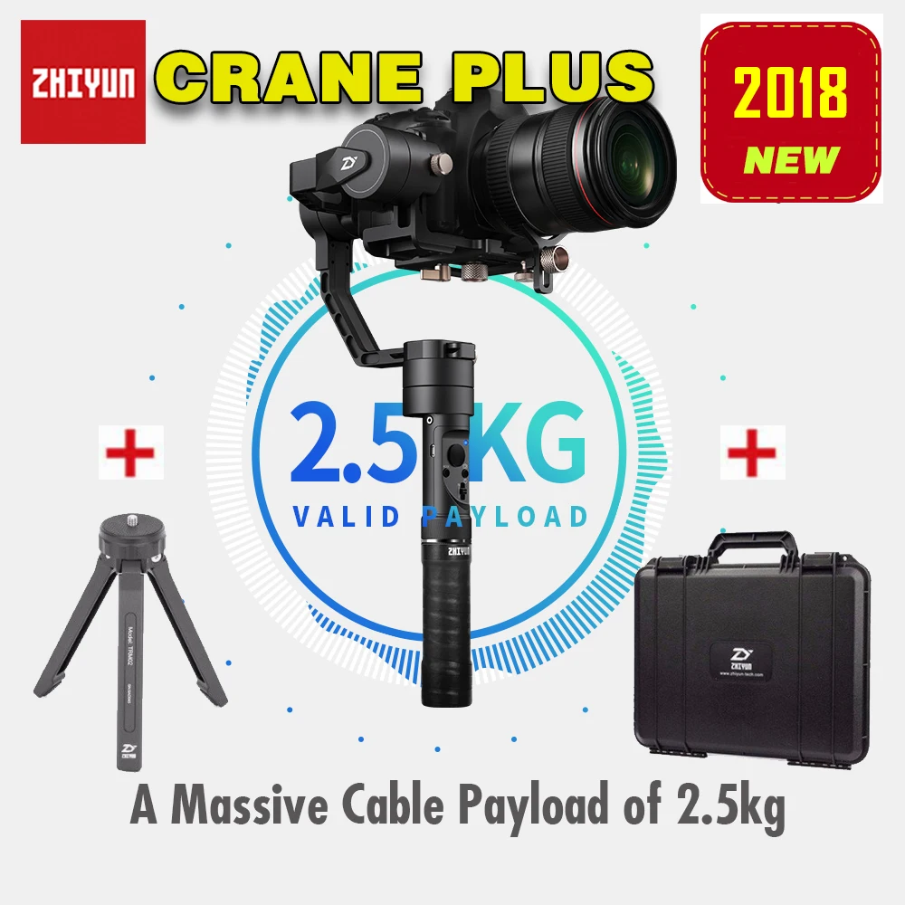 2018 Newest Zhiyun Crane Plus 3-Axis Handheld Gimbal Stabilizer for Mirrorless DSLR Camera Support 2.5KG POV Mode 2018 Newest Zhiyun Crane Plus 3-Axis Handheld Gimbal Stabilizer for Mirrorless DSLR Camera Support 2.5KG POV Mode