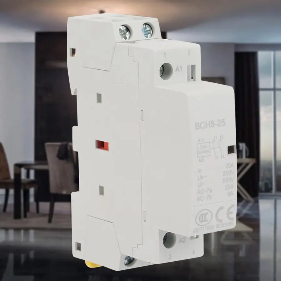 

2P Household Contactor 25A 24V Contactor 2NO 50/60HZ Din Rail Household AC Contactor