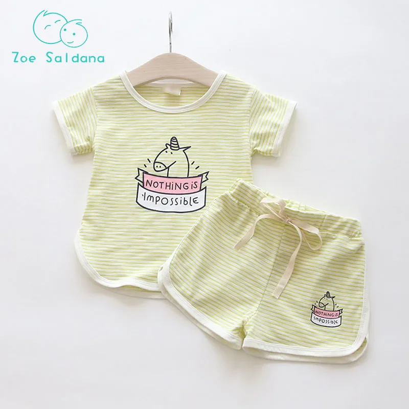 

Kids Unicorn Print Sets Unisex Boy Girl Tops+ short Pants 2 Pcs Sports Clothing Suit Baby Girl Clothes